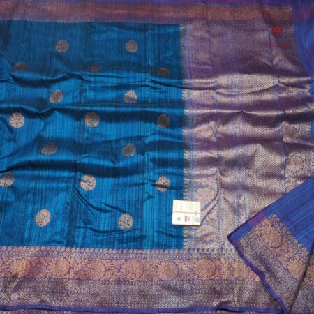 Latest Design Blue Handwoven Pure Banarasi Dupion Silk Saree