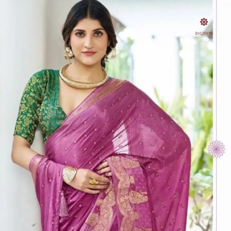 Latest Fandango Purple Designer Chiffon Embellished Saree