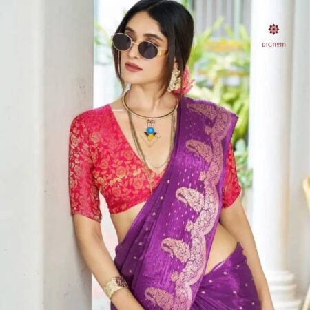 Latest Design Dark Orchid Designer Chiffon Embellished Saree