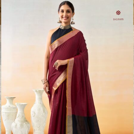 Latest Design Maroon Weaving Linen Cotton Saree