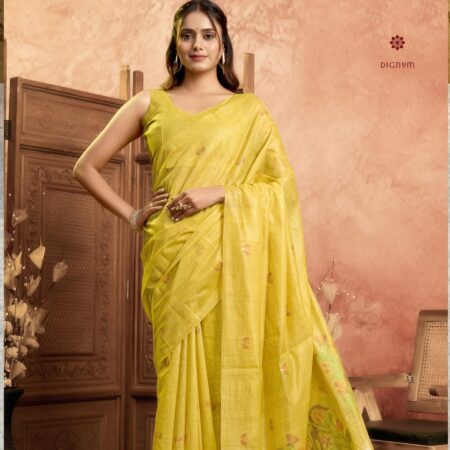 Latest Design Bright Yellow Muga Cotton Weaving Saree