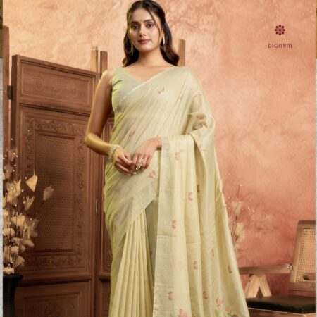 Latest Design Off White Muga Cotton Weaving Saree