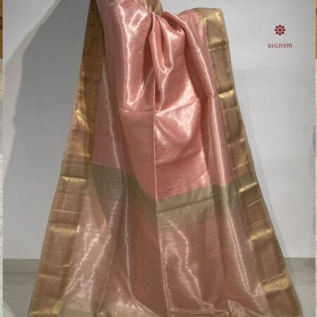 Latest Design Rose Pink Pure Tissue Silk Maheshwari Saree