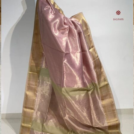 Latest Design Puce Pink Pure Tissue Silk Maheshwari Saree