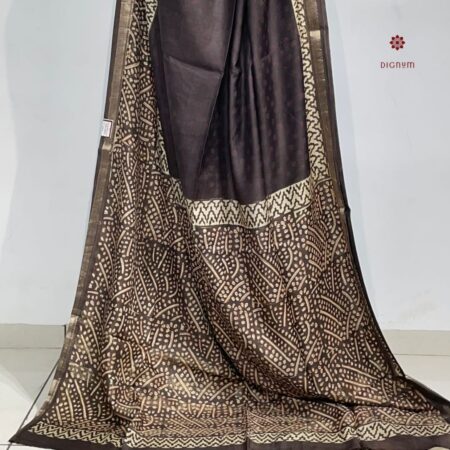 Latest Design Brown Handwoven Pure Silk Designer Print Saree