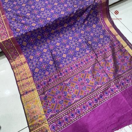 Latest Design Purple Zari Woven Patola Silk Saree