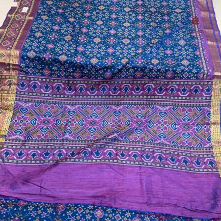 Latest Design Cobalt Blue Zari Woven Patola Silk Saree