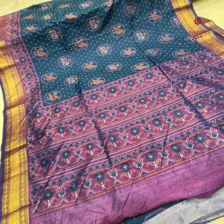 Latest Design Aegean Blue Zari Woven Patola Silk Saree