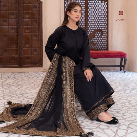 Latest Design Black Party Wear Embellished Suit Set