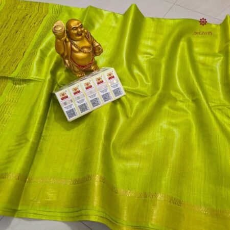 Latest Design Pear Green Pure Tussar Munga Banarasi Saree