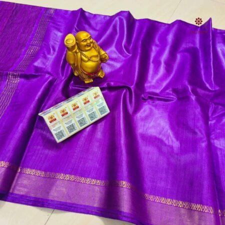 Latest Design Dark Violet Pure Tussar Munga Banarasi Saree