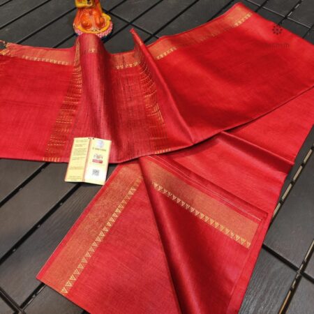 Latest Design Red Pure Tussar Munga Banarasi Saree