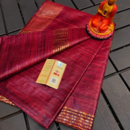 Latest Design Red Handloom Pure Tussar Silk Saree