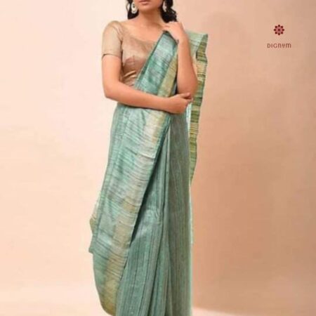 Latest Design Light Green Handloom Pure Tussar Silk Saree