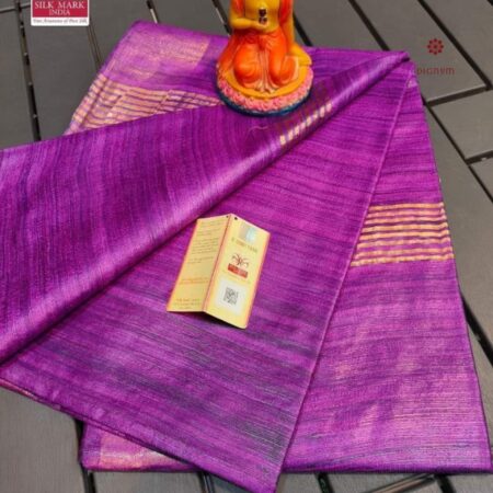 Latest Design Purple Handloom Pure Tussar Silk Saree