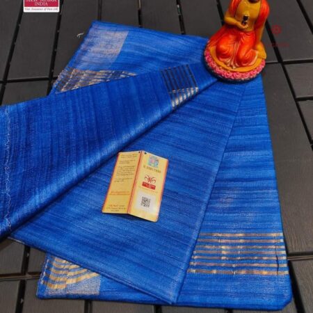 Latest Design Blue Handloom Pure Tussar Silk Saree