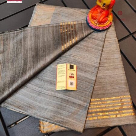 Latest Design Grey Handloom Pure Tussar Silk Saree