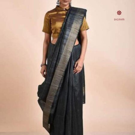 Latest Design Black Handloom Pure Tussar Silk Saree