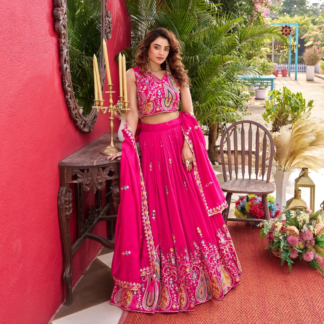 Latest Design Hot Pink Designer Embroidered Lehenga Set