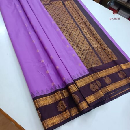 Latest Design Amethyst Purple Kanchipuram Korvai Silk Saree