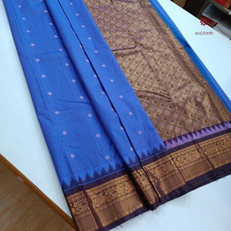 Latest Design Blue Kanchipuram Korvai Silk Saree with Blouse